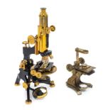 An English Brass and Black Lacquered Microscope Height 15 inches.