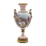 A Sevres Gilt Bronze Mounted Porcelain Urn Height 25 1/4 inches.