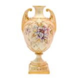 A Royal Worcester Porcelain Vase Height 18 3/4 inches.