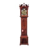 A Chippendale Mahogany Tall Case Clock Height 96 1/2 x width 21 1/2 x depth 10 3/4 inches.