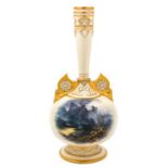 A Royal Worcester Porcelain Vase Height 19 1/2 inches.