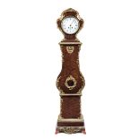 A Louis XV Style Gilt Bronze Mounted Parquetry Tall Case Clock Height 93 inches.