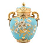 A Royal Worcester Porcelain Covered Vase Height 11 1/8 inches.