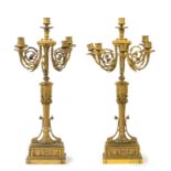 A Pair of Louis Philippe Gilt Bronze Six-Light Candelabra Height 26 inches.