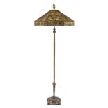 An American Pierced Brass Floor Lamp Height 67 x diameter of shade 26 inches.