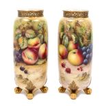 A Pair of Royal Worcester Porcelain Vases Height 8 3/4 inches.