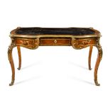 A Louis XV Style Gilt Bronze Mounted Kingwood Bureau Plat Height 32 x width 58 x depth 31 inches.