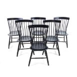 A Set of Six Black Painted Windsor Chairs