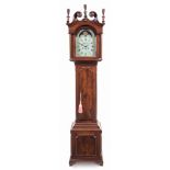 A Chippendale Mahogany Tall Case Clock Height 104 1/2 x width 24 3/4 x depth 12 1/2 inches.