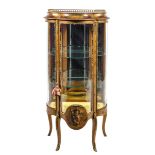 A Louis XV Style Vernis Martin Vitrine Height 57 x width 28 x depth 16 inches.