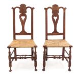 A Pair of Queen Anne Maple Side Chairs Height 41 1/2 inches.