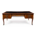 A Louis XV Style Kingwood and Parquetry Bureau Plat Height 30 1/2 x width 78 1/2 x depth 41 1/4