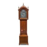 A Federal Mahogany Tall Case Clock Height 86 1/4 x width 21 x depth 11 inches.