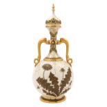 A Royal Worcester Porcelain Covered Vase Height 14 1/2 inches.