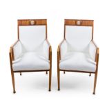 A Pair of French Art Deco Armchairs Height 40 3/4 inches.