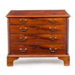 A George III Style Mahogany Chest of Drawers Height 30 x width 37 1/4 x depth 19 1/4 inches.