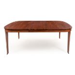 A Regency Style Mahogany Extension Dining Table Height 29 3/4 x width 60 x depth 54 1/4 inches.