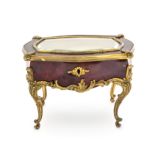 A Louis XV Style Gilt Bronze Mounted Tortoiseshell Diminutive Table Vitrine Height 5 3/4 x width 7