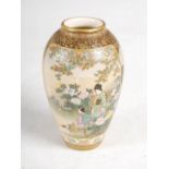 A fine Japanese Satsuma pottery vase, attributed to Kinkozan, Meiji period, decorated with a