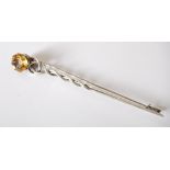 A Scottish silver kilt pin by William Robb of Ballater, Edinburgh, 1922, W.R, BLTR, set with a facet