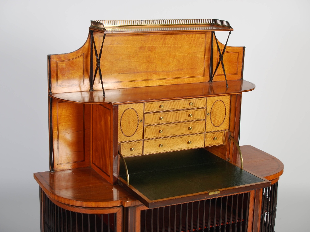 A 19th century satinwood and ebony lined bonheur de jour, the upper section with open shelf - Image 4 of 7