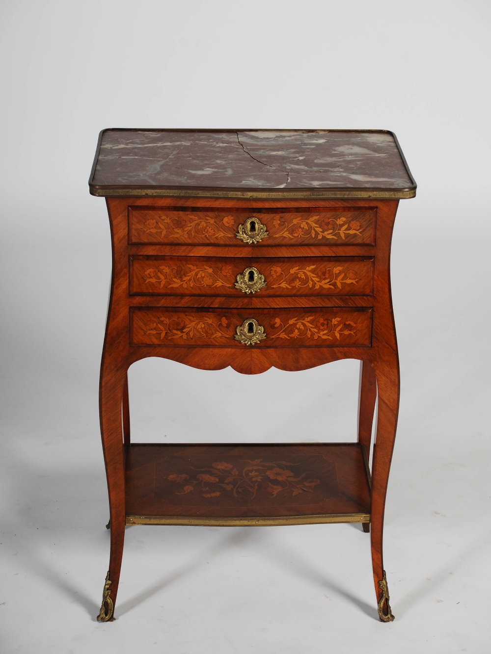 A late 19th century kingwood, marquetry inlaid and gilt metal mounted side table, the rectangular - Image 2 of 5