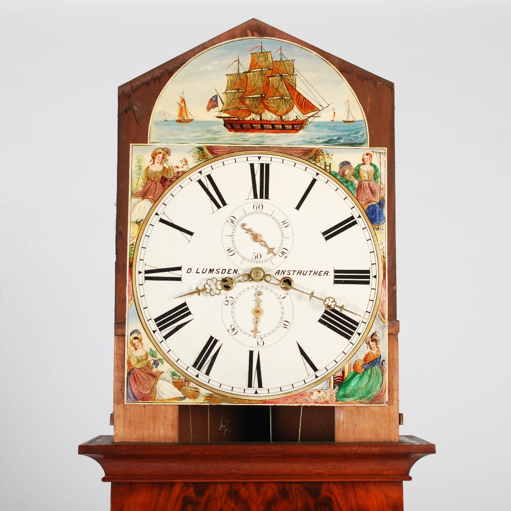 A 19th century mahogany longcase clock, D. Lumsden, Anstruther, the enamelled dial with Roman - Image 3 of 6