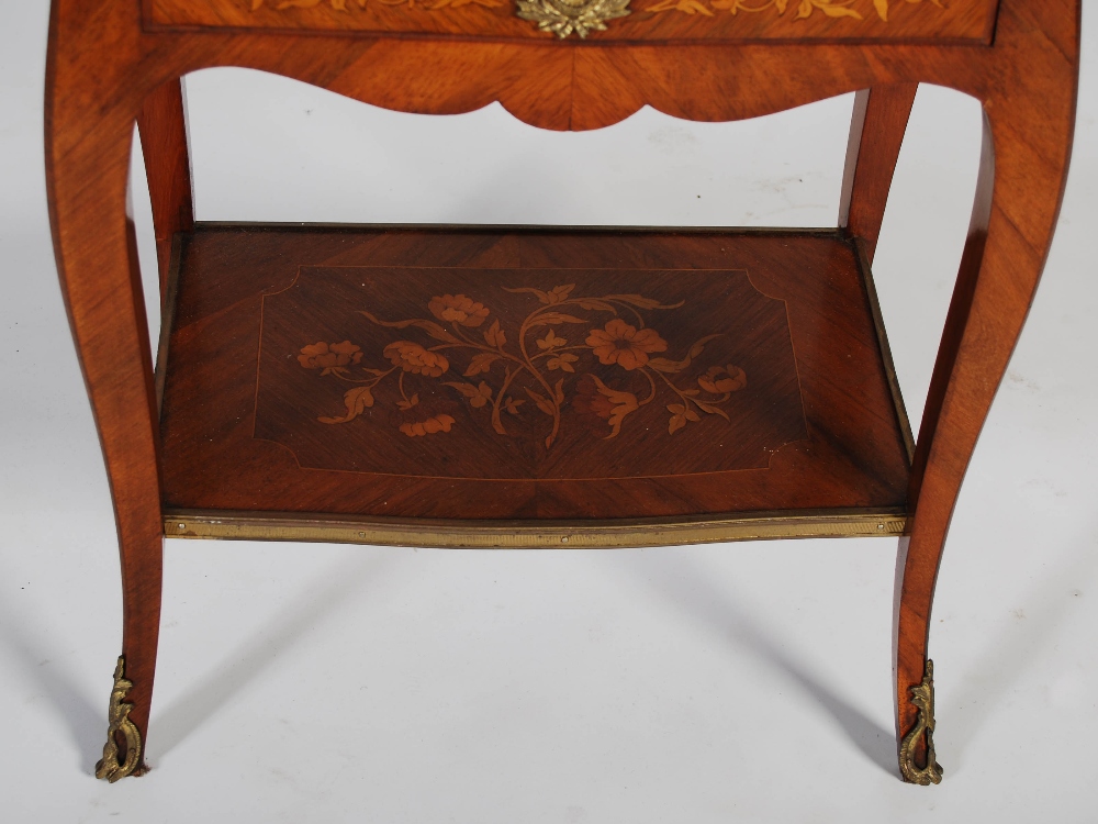 A late 19th century kingwood, marquetry inlaid and gilt metal mounted side table, the rectangular - Image 5 of 5