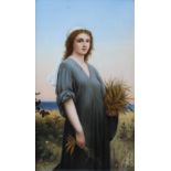 A KPM porcelain plaque, decorated with a portrait of Ruth, signed R. Dittrich, in gilt wood frame,