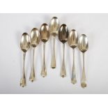 A composite set of seven George III silver dessert spoons, some London 1777, various makers, Old