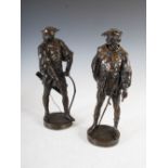 After Emile Louis Picault, a pair of bronze archers, inscribed on plaques 'ARCHER 13 SIECLE' and '
