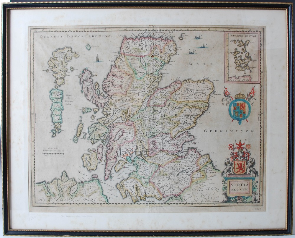 A collection of four antique hand coloured maps, to include ;Jansson J. Scotia Regnum, 39.5cm x - Image 2 of 23