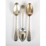 Three early 19th century Scottish Provincial silver dessert spoons, Charles Jamieson, Inverness, Old