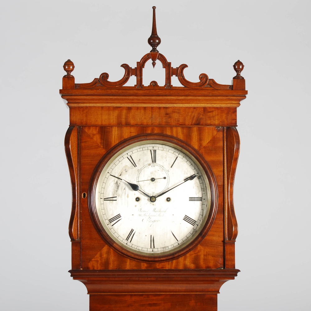 A 19th century mahogany longcase clock, James Muirhead, 90 Buchanan Street, Glasgow, the silvered - Image 2 of 6