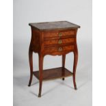 A late 19th century kingwood, marquetry inlaid and gilt metal mounted side table, the rectangular