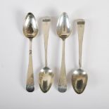 Four George III Scottish Provincial silver teaspoons, Charles Fowler, Elgin, Old English pattern