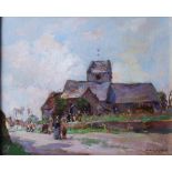 AR William Watt Milne (1869-1949) Going to Church oil on canvas board, signed lower right 29.5cm x