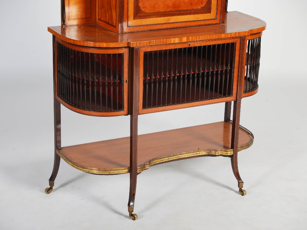 A 19th century satinwood and ebony lined bonheur de jour, the upper section with open shelf - Image 2 of 7