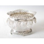 An Edwardian silver mounted 'rock crystal' rose bowl, London, 1910, William Comyns, 14cm high x 18cm