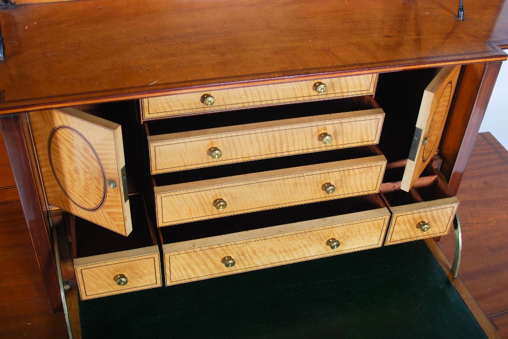 A 19th century satinwood and ebony lined bonheur de jour, the upper section with open shelf - Image 5 of 7