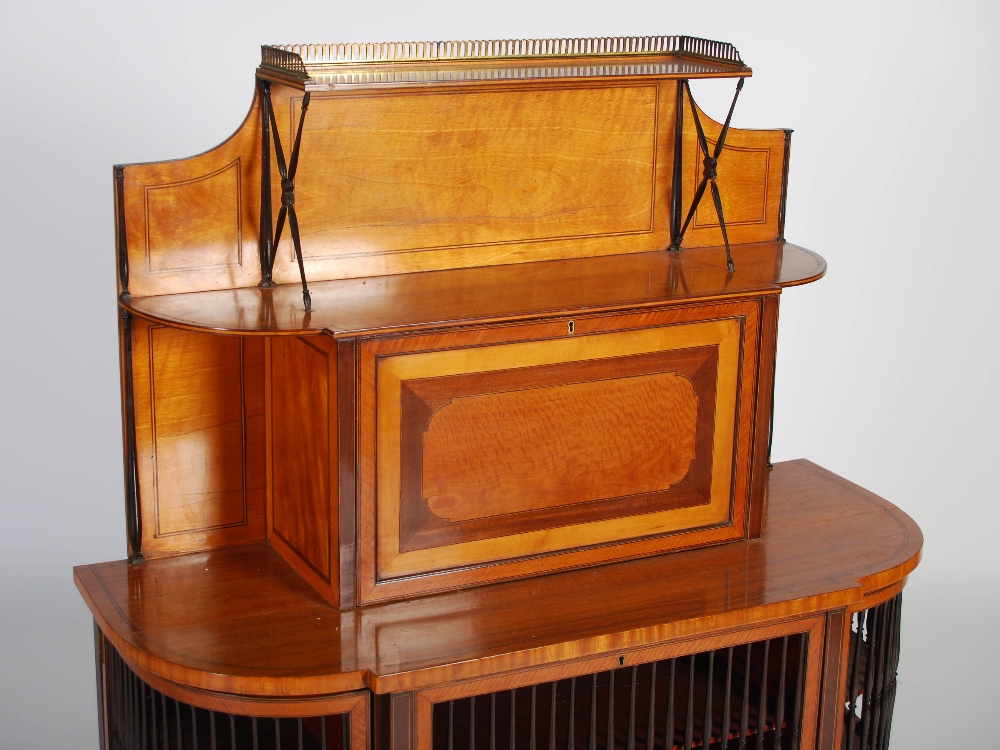 A 19th century satinwood and ebony lined bonheur de jour, the upper section with open shelf - Image 3 of 7