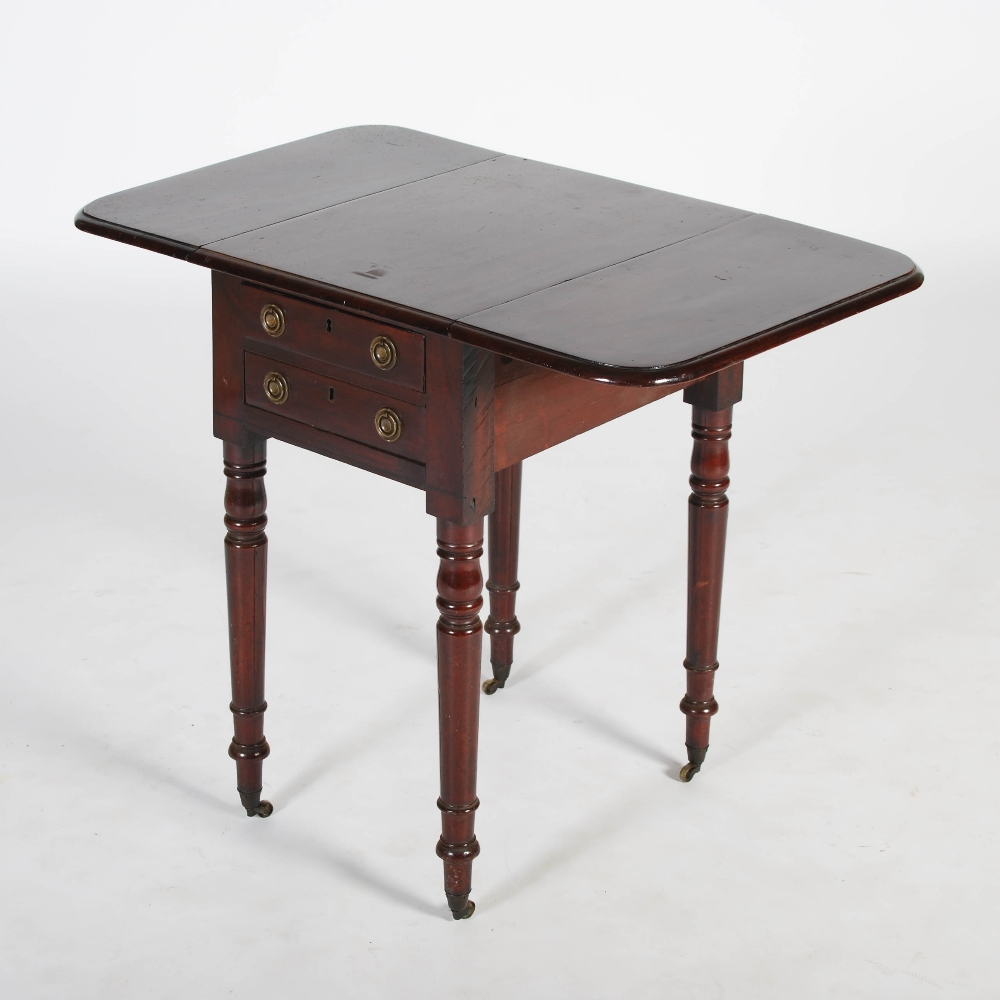 A 19th century mahogany drop leaf occasional table, the rectangular top with twin drop leaves - Image 2 of 5