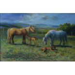 AR John Murray Thomson RSA RSW PSSA (1885-1974) Mares and foals grazing in a summer pasture and