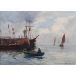 Joseph Milne (1857-1911) Harbour scene oil on canvas, signed lower right 24cm x 34cm