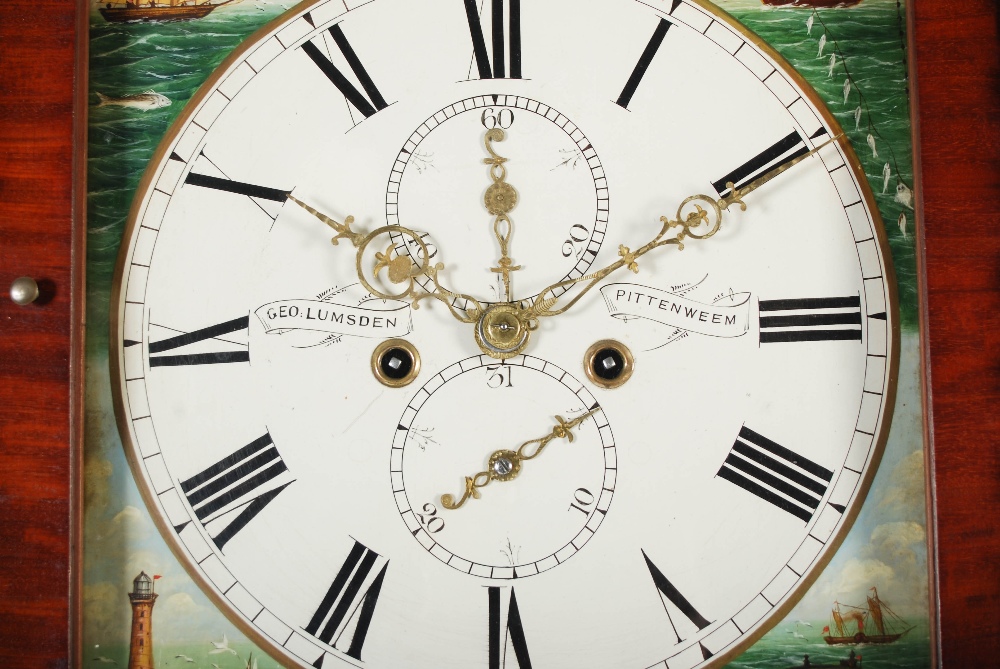 A 19th century mahogany longcase clock, Geo. Lumsden, Pittenweem, the enamelled dial with Roman - Image 3 of 6