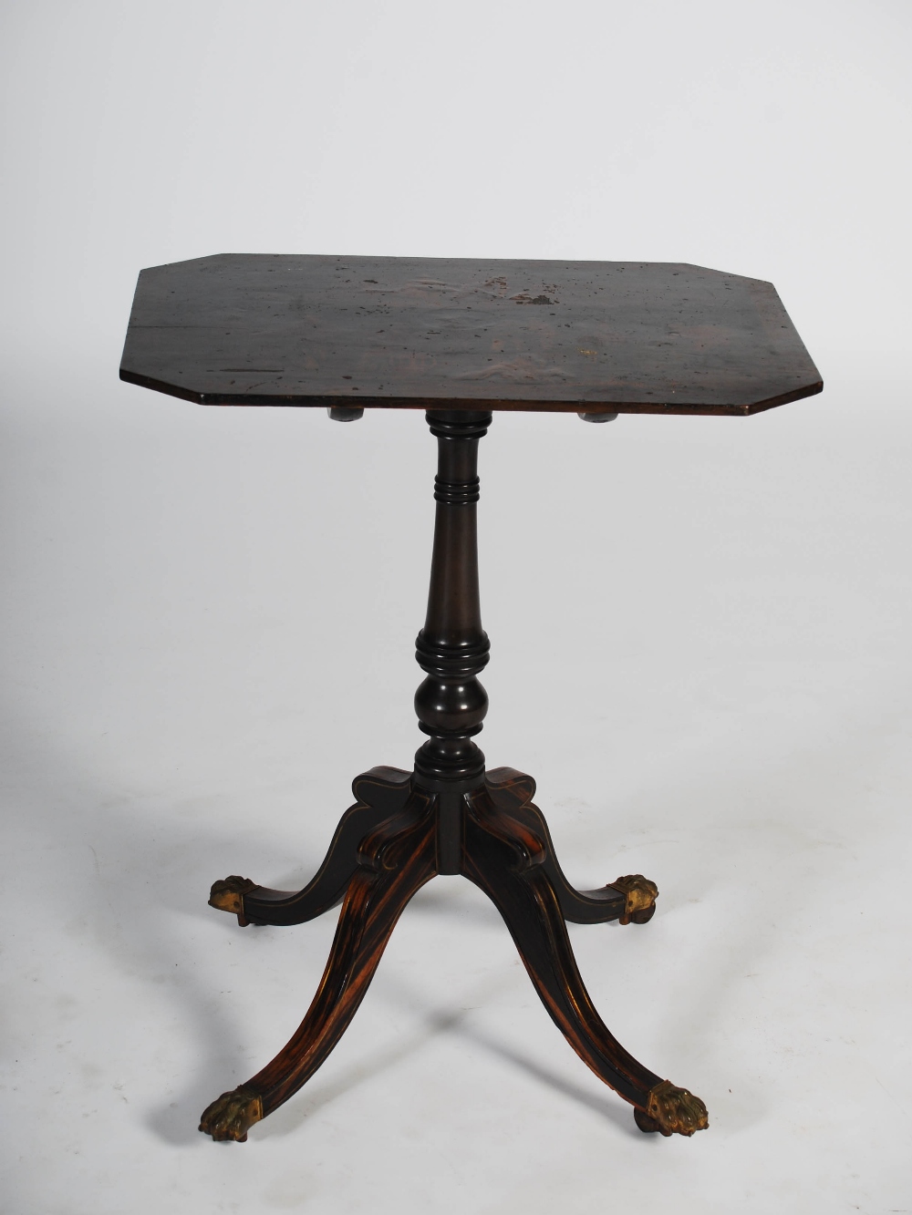 A 19th century Chinoiserie decorated snap top occasional table, the hinged octagonal shaped top