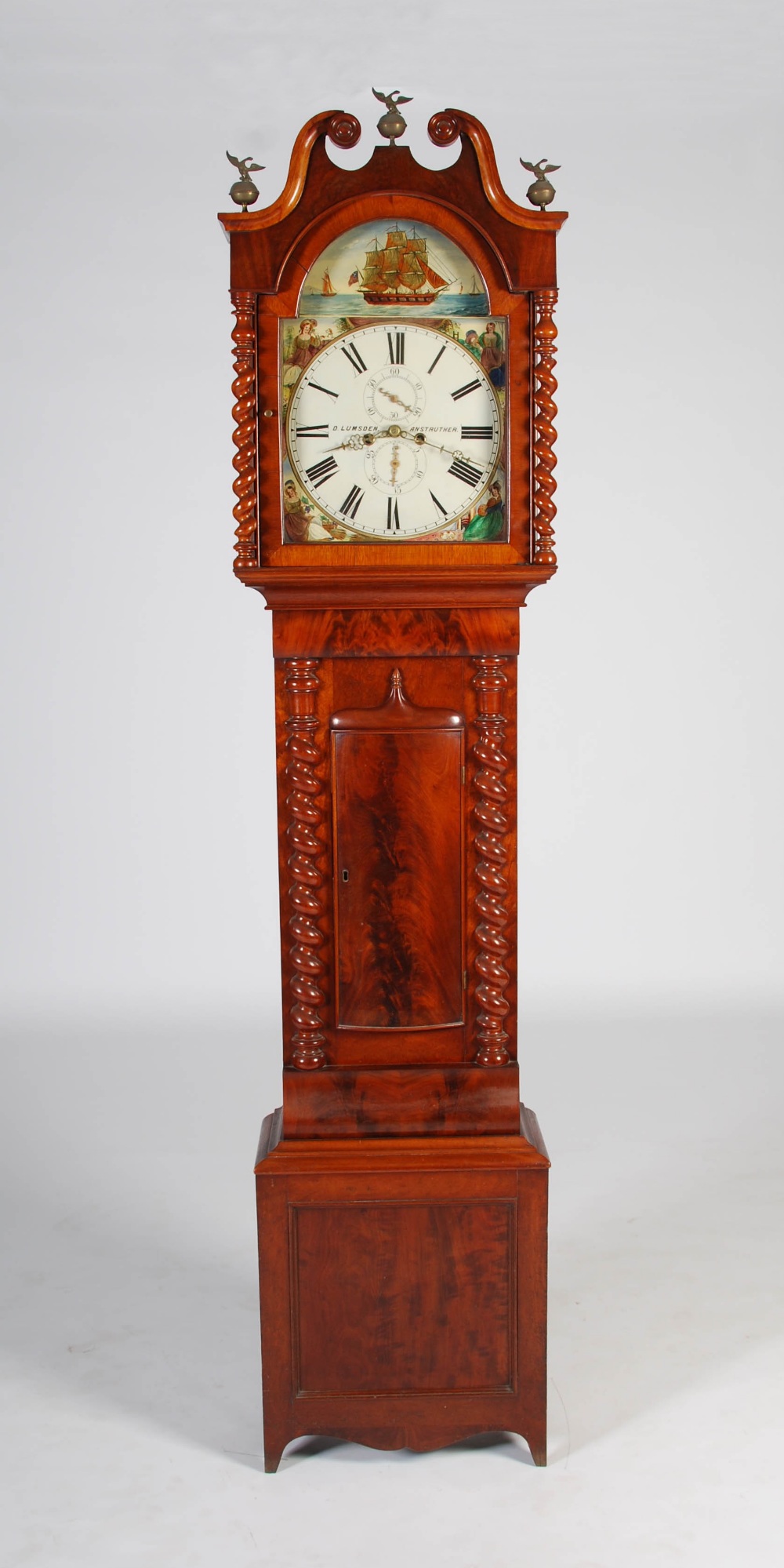 A 19th century mahogany longcase clock, D. Lumsden, Anstruther, the enamelled dial with Roman