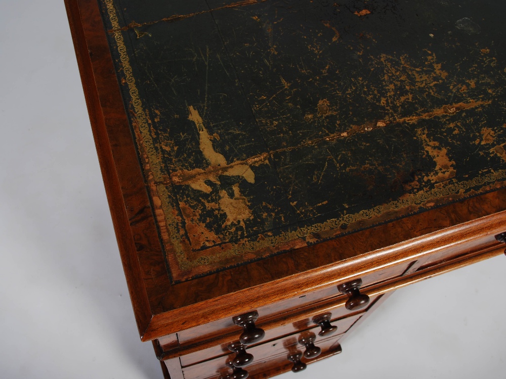 A Victorian walnut Country House pedestal desk, the rectangular top with green and gilt tooled - Image 3 of 11