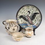 Four pieces of Zoo pottery, decorated by William Myles Johnston (1893-1974), to include; a shallow