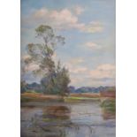 James Herbert Snell (1861-1935) Summer river landscape oil on canvas, signed lower left 34cm x 24cm